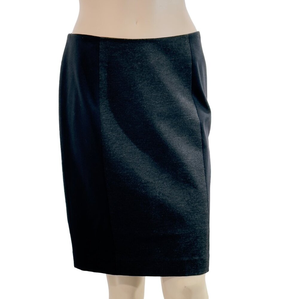 HALOGEN Women's Pencil Skirt Black Charcoal Color BlocK Rayon Stretch Size 6
